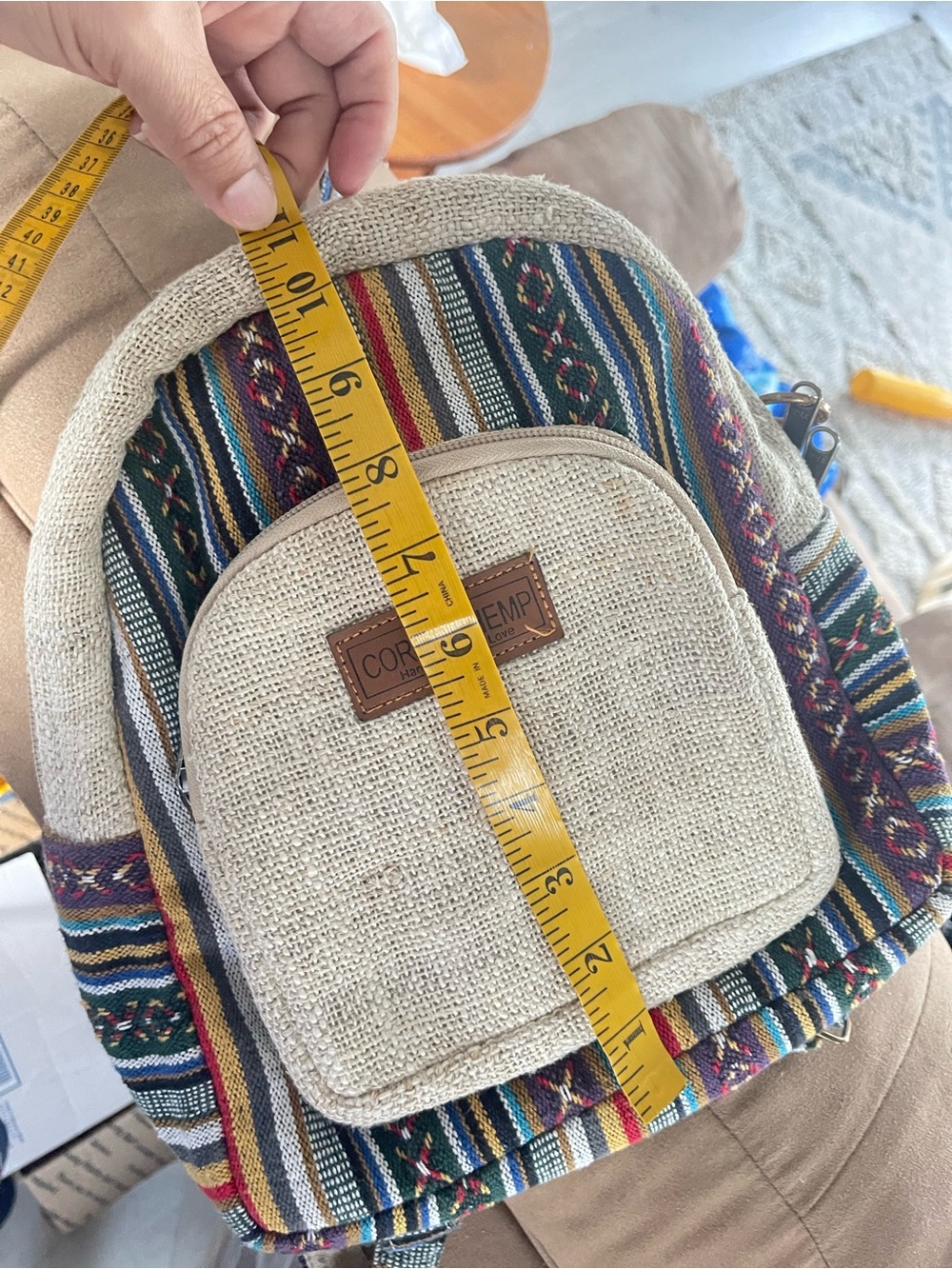 Natural Multi-Color Woven Backpack - Picture 10 of 12
